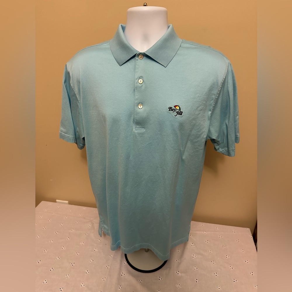 Peter Millar 100% Cotton  Men's Medium Polo With Bay Hill CC Logo blue